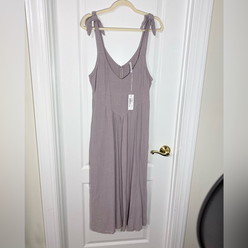 Rachel Pally LINEN Blend Basque Waistline Tie Shoulder Sundress Purple Size XL